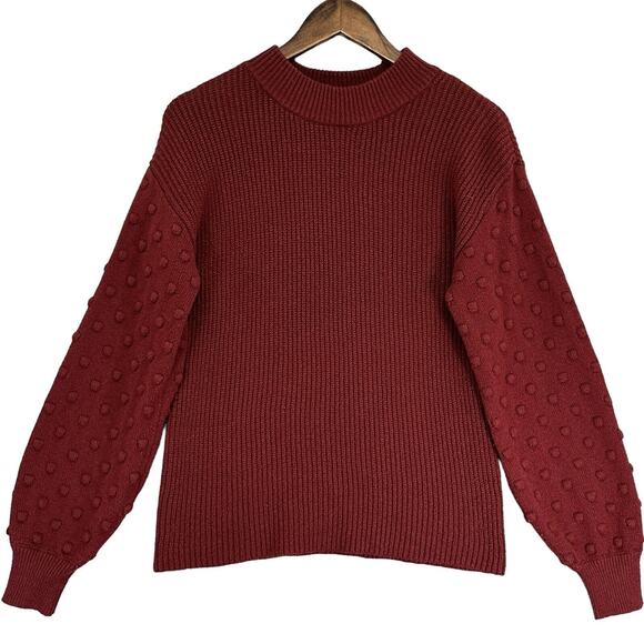 CeCe Pullover‎ Sweater Women Size S Red Long Sleeve Knit Mock Neck - Picture 1 of 10